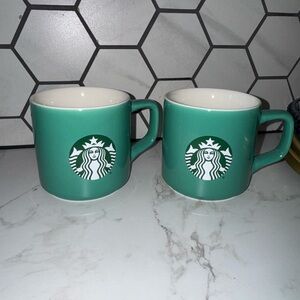 Starbucks Teal Ceramic Coffee Mugs - Pair